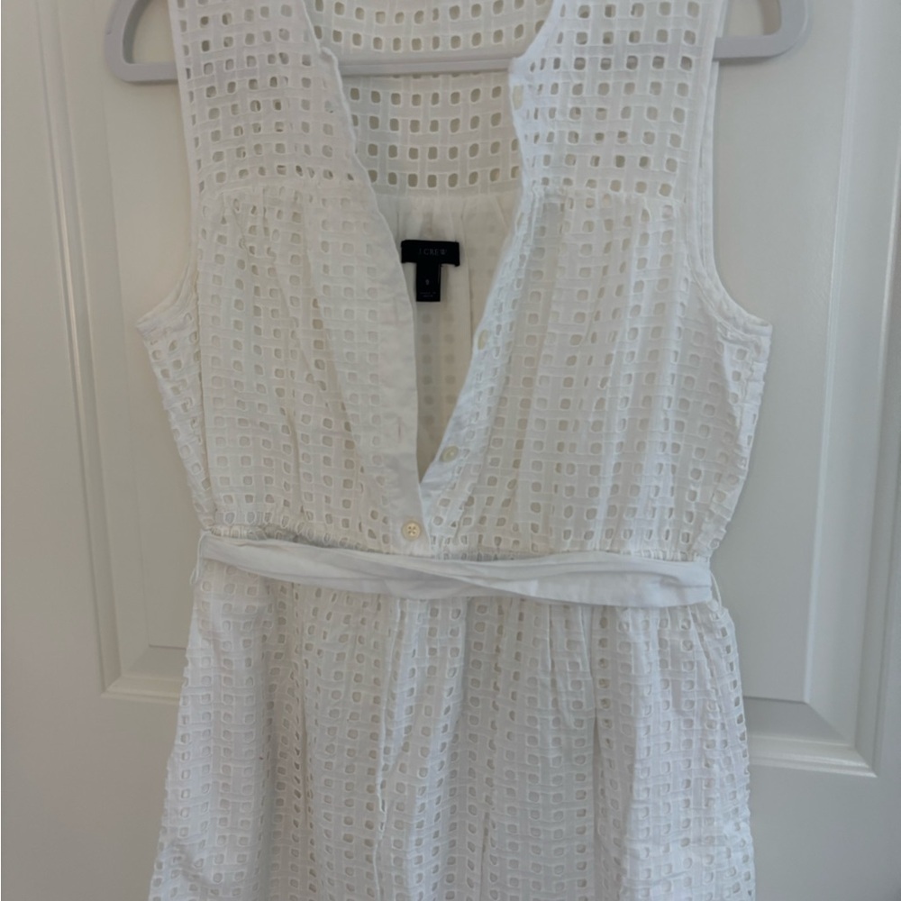 J.Crew All Over Eyelet Lace White Tie Dress - Picture 5 of 8